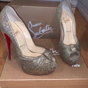 Christian Louboutin gold glitter 140